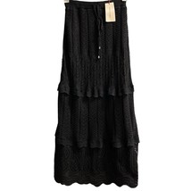 Solitaire Skirt Womens M Black Crochet Maxi Pull On Boho Hippie Festival... - $728.42 MXN