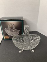 Vintage Clear Crystal Pinwheel Oval Basket Made Of 24% Lead Crystal - $7.99