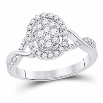 Authenticity Guarantee 
14kt White Gold Womens Round Diamond Oval Cluster Rin... - £770.60 GBP