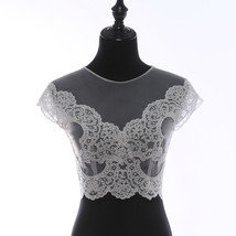 Illusion Neckline Lace Tank Tops Sleeveless Embroidery Lace Bridesmaid Tank Tops