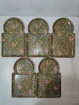5 Vintage ISCO Hand Painted Wood or Paper Mache Plates Fish Japan Primitive  - £11.70 GBP