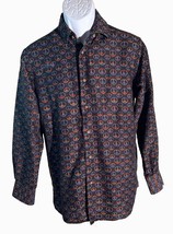 Visconti Black Peace Signs Long Sleeve Cotton Button Down Mens Size Small - £19.25 GBP