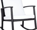 SAFAVIEH Outdoor Collection Daire Black/White Cushion Rocking Chair PAT7... - $226.99