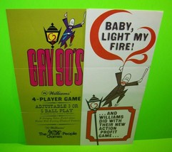 Gay 90&#39;s Pinball FLYER Original 1970 Game Artwork Baby Light My Fire Ret... - £20.49 GBP