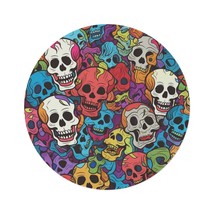 Psychedelic Rainbow Skull Head Pattern, Vibrant Colors - Round Rug - $149.60