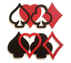 Red Black Card Suits Wood Wall Art, Poker Wall art, Suits wall Sculpture 25x24 - £141.40 GBP
