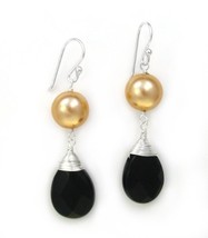 Sterling Silver Simulated Shell Pearl Crystal Drop Earrings, Black - $12.99