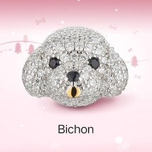 Pet Animal Charm 925 Sterling Silver Mixed CZ Cute Bichon Puppy Dog Charms Beads - £42.23 GBP