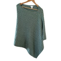 J Jill Womens Poncho Bohemian Peasant Asymmetrical Knit Sweater Green On... - $28.99