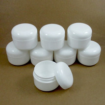 8 White 1.7 Oz Plastic Cosmetic Double Wall Cream Empty Dome Jars Contai... - £19.63 GBP