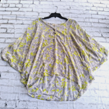 Fresh Tart Womens Blouse Small Gray Floral Shirt Top Batwing Hi Low Hem Flowy - £15.79 GBP
