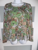 Love,Fire LS Green Floral Layered Babydoll Shirt Size L Women&#39;s NWOT - £19.42 GBP