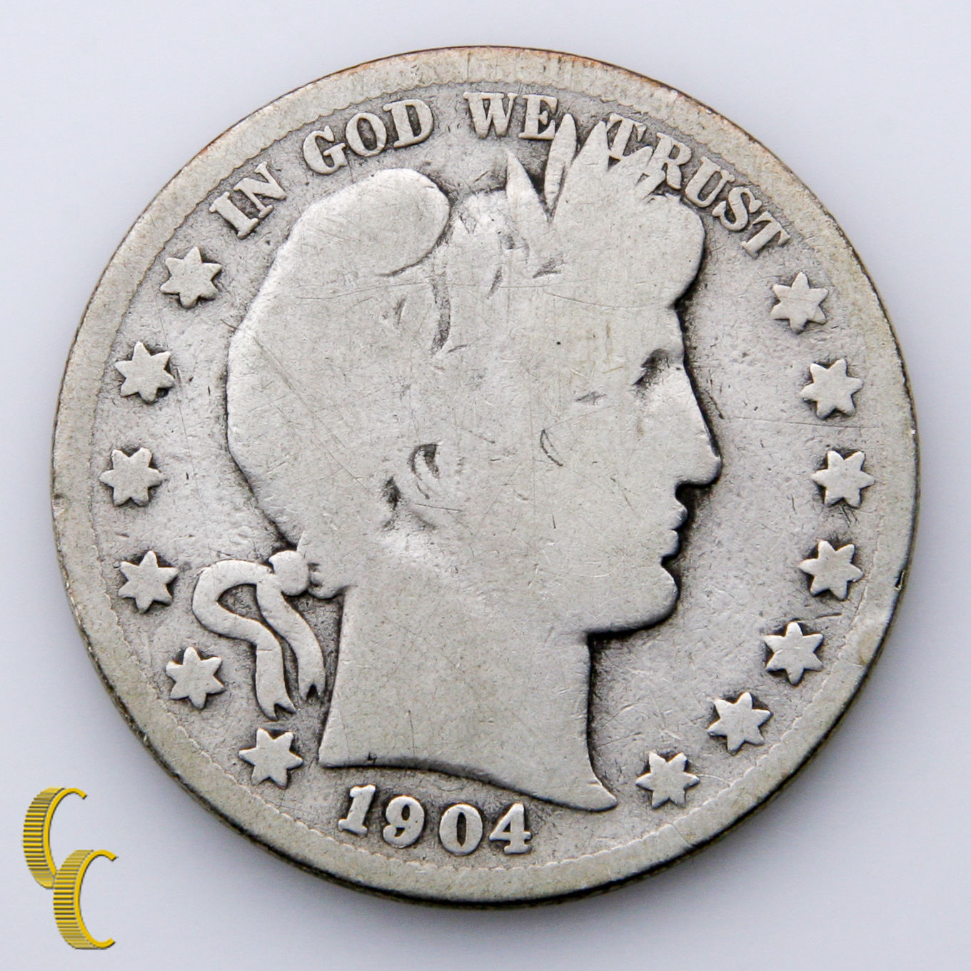 1904-S Silver Barber Half Dollar 50c (AG+) About Good Plus Condition - $61.33