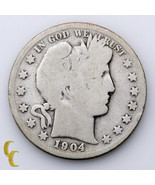 1904-S Silver Barber Half Dollar 50c (AG+) About Good Plus Condition - $83.88 CAD