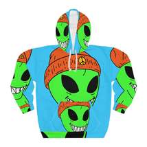 Peace Alien Visitor Smile Graphic AOP Unisex Pullover Hoodie - $137.63 - $155.18