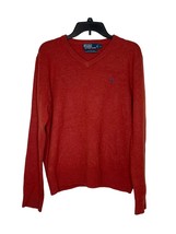 Polo by Ralph Lauren Men&#39;s Sweater Lambs Wool V-Neck Knit Pullover Orang... - $29.69