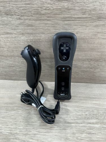 Nintendo Official OEM Wii Motion Plus Remote Black With Nunchuck- Tested - $27.71
