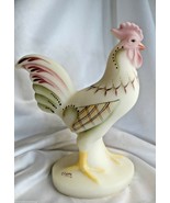 Fenton Art Glass Hand Painted Opal Satin Tall Rooster New - £195.46 GBP
