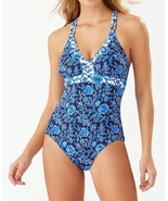Tommy Bahama Woodblock Blossoms Reversible One-Piece Swimsuit SZ 6 Blue ... - $792.53 MXN