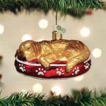 Old World Christmas Sleepygolden Retriever Glass Christmas Ornament 12594 - £20.38 GBP