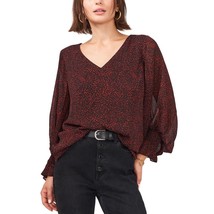 Vince Camuto Printed V-Neck Blouse Gray XS B4HP - £21.49 GBP