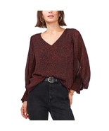 Vince Camuto Printed V-Neck Blouse Gray XS B4HP - $26.95