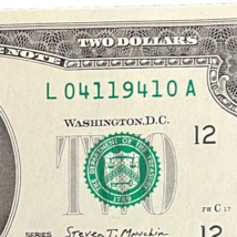 $2 Two Dollar Bill 04119410 birthday / anniversary April 1 or January 4,... - $39.99