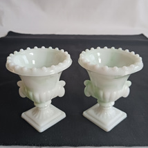 Set of 2 Vintage Akro Agate Vogue Mercantile Urn Toothpick Holders White... - £11.80 GBP