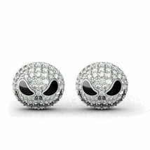 2CT Round Simulated Diamond Skull Halloween Stud Earrings 925 Silver Gold Plated - $83.15