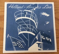 Vintage Holland America Line Cruise Ship Blue Ceramic Tile Coaster Cork ... - $13.99