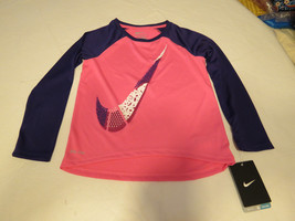 Nike Dri Fit active L/S shirt youth girls 6X 36A252 AA6 Pink Pow Swoosh NWT*^ - £11.48 GBP