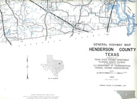 Henderson County Texas General Highway Map 1965 State Highway Department - £19.71 GBP