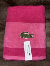 Lacoste ~ Hot Pink Bath Towel 100% Cotton 30&quot; x 52&quot; Big Crocodile Logo (B) - $32.66
