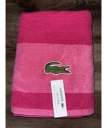 Lacoste ~ Hot Pink Bath Towel 100% Cotton 30&quot; x 52&quot; Big Crocodile Logo (B) - $44.47 CAD