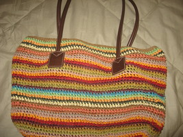 Straw Handbag by Charter Club with colorful stripes - £4.75 GBP