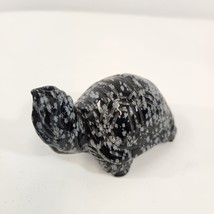 Snowflake Obsidian Turtle Figurine Hand Carved Semi Precious Stone 300g Vtg - £38.65 GBP
