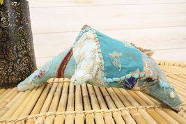 Marine Blue Dolphin Hand Crafted Paper Mache In Colorful Sari Fabric Fig... - $32.99