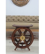 NAUTICALMART 18&quot; SHIP WHEEL TABLE WITH NATURAL OAK WOOD FOR HOME DECOR  - €153,00 EUR