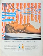 Max Factor California Bronze Tan Deep Tan Dark 1964 Vintage Print Ad - $10.35