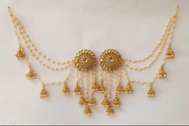 Kundan Jewelry Earrings Bahubali Jhumka Latkan Jewelry Set Women Wedding Bridao - £5.41 GBP