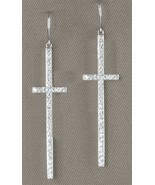 1.40ct Natural Diamond 14k White Gold Designer Wedding Cross Earrings AJ... - $2,399.93