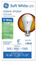 Savant 93130562 GE 3Way LED Light Bulb 30/70/100 Watt Replacement White ... - $19.96
