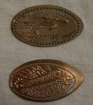 2 Elongated flat copper souvenirs pennies Tremors and Seattle Killer Whales  - £7.96 GBP