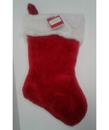 Christmas Stocking red white plush New - $11.00