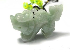 Rare ! Natural  Light Green 12 Zodiac Dragon Jade Pendant - £23.59 GBP
