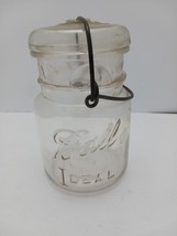 Vintage BALL IDEAL Clear One Pint Mason Jar with Wire Bail and Glass Lid #9 - $10.83
