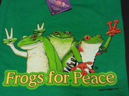 Frogs For Peace T-shirt S Small Unisex Free Ship Usa New Nwt Green Cotton - £17.57 GBP