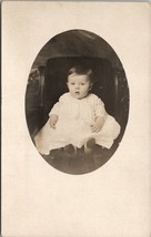 RPPC Sweet Baby Seated for Photo Masked Oval Portrait Postcard U3 - £3.15 GBP
