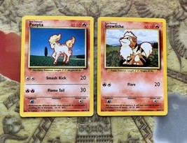 Vtg 1990s Pokemon Trading Cards Base Set Lot of 2 Ponyta Growlithe - $8.80