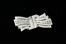 18k or Blanc Et Platine Diamant Double Pince / Broche Tdw = 5.10 CT - £9,756.11 GBP